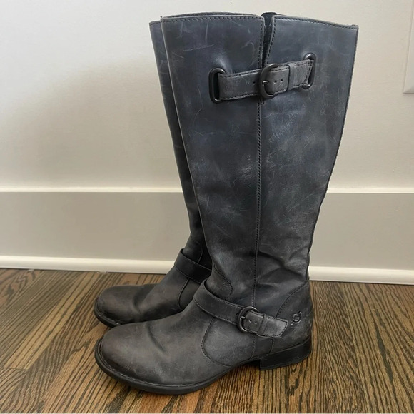 Born gray leather knee high riding boots size 6 - Picture 6 of 8